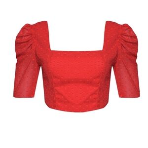 Chic Scarlet Puff Sleeve Blouse